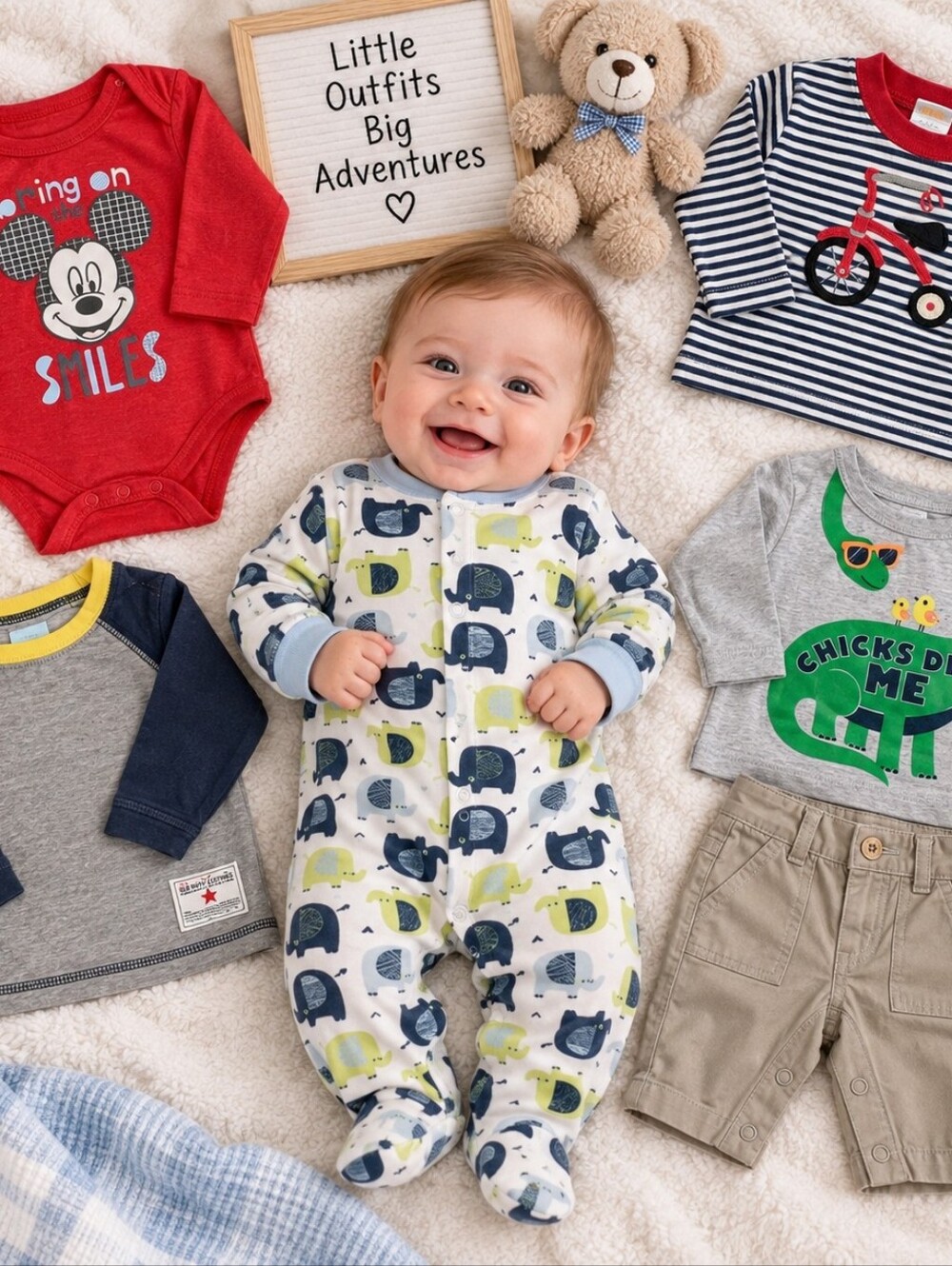 6 pc. 3-6M Boys Lightweight Long Sleeve Lot w/One Pair Pants
